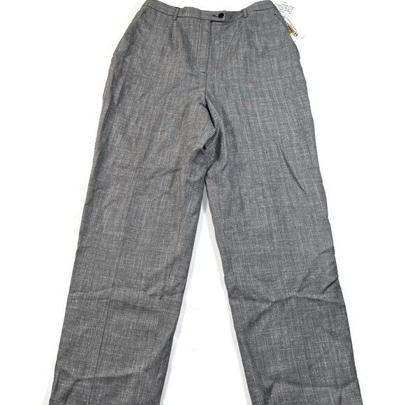 Pendleton Herringbone Womens 12 Herringbone Pants Gray Wool Silk USA Made Dress - Picture 1 of 12